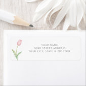 Moderne Roze Tulp Solo Bruidsfeest Registratie Etiket (Insitu)