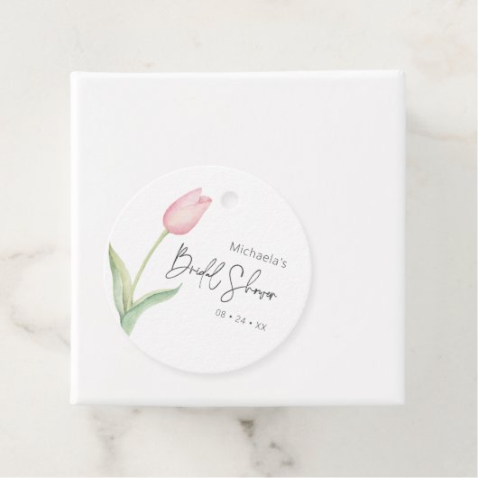 Moderne Roze Tulp Solo Bruidsuitnodiging Bedankjes Labels (In situ)
