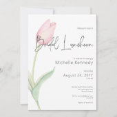 Moderne Roze Tulp Solo Bruiloftslunch Kaart (Voorkant)