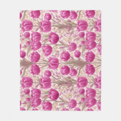 Moderne Roze Tulp Witte Bloemmotief Fleece Deken (Voorkant)