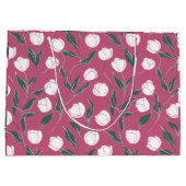 Moderne Roze Tulp Witte Bloemmotief Groot Cadeauzakje (Achterkant)