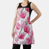 Moderne Roze Tulp Witte Bloemmotief Schort (Insitu)