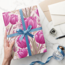 Moderne Roze Tulp Witte Bloempatroon