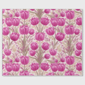 Moderne Roze Tulp Witte Bloempatroon Cadeaupapier (Vlak)