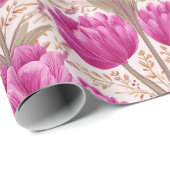 Moderne Roze Tulp Witte Bloempatroon Cadeaupapier (Rol Hoek)