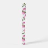 Moderne Roze Tulp Witte Bloempatroon iPhone Hoesje (Rechterkant)