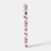 Moderne Roze Tulp Witte Bloempatroon iPhone Hoesje (Linkerkant)