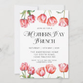 Moderne Roze Tulpen Bloemen Moederdag Brunch Kaart (Voorkant)