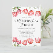 Moderne Roze Tulpen Bloemen Moederdag Brunch Kaart (Staand voorkant)