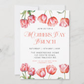 Moderne Roze Tulpen Bloemen Moederdag Brunch Kaart (Voorkant)