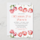 Moderne Roze Tulpen Bloemen Moederdag Brunch Kaart (Voorkant)