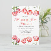 Moderne Roze Tulpen Bloemen Moederdag Brunch Kaart (Staand voorkant)