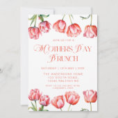 Moderne Roze Tulpen Bloemen Moederdag Brunch Kaart (Voorkant)