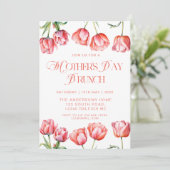 Moderne Roze Tulpen Bloemen Moederdag Brunch Kaart (Staand voorkant)