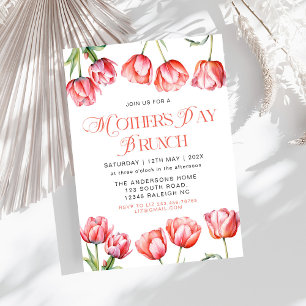 Moderne Roze Tulpen Bloemen Moederdag Brunch Kaart