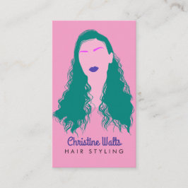 Moderne Roze Turquoise Haarstyling Plat Design QR Visitekaartje