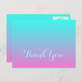 Moderne roze turquoise ombre bruiloft Dank u Briefkaart (Voorkant / Achterkant)