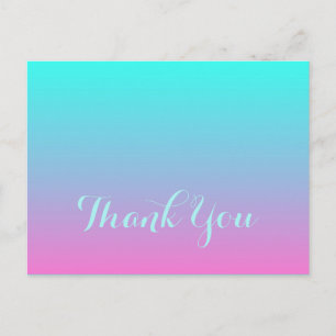 Moderne roze turquoise ombre bruiloft Dank u Briefkaart