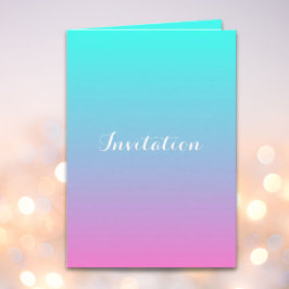 moderne roze turquoise ombre trouw uitnodiging