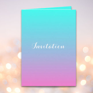 moderne roze turquoise ombre trouw uitnodiging