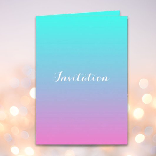 moderne roze turquoise ombre trouw uitnodiging