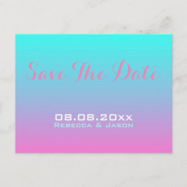 moderne roze turquoise ombre trouwkaart save the d aankondigingskaart