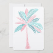 Moderne Roze Turquoise Palmboom Bruidsdouche Kaart (Achterkant)