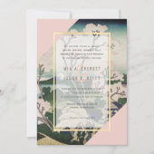 Moderne Roze & Turquoise Ukiyo-e Huwelijksuitnodig Kaart (Voorkant)