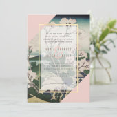 Moderne Roze & Turquoise Ukiyo-e Huwelijksuitnodig Kaart (Staand voorkant)