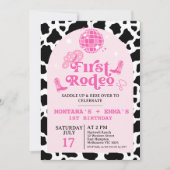 Moderne Roze Tweeling Cowgirl Eerste Rodeo 1e Verj Kaart (Voorkant)