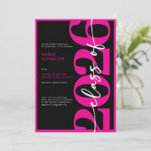 Moderne Roze Typografie Afstudeer Uitnodiging (Staand voorkant)