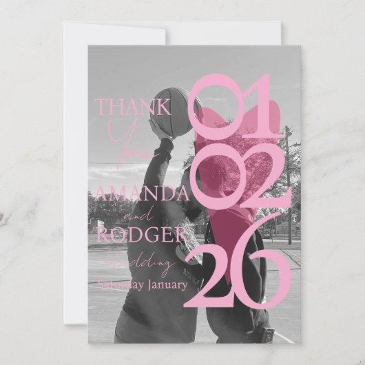 Moderne Roze Typografie Bedankkaart Foto (Voorkant)