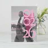 Moderne Roze Typografie Bedankkaart Foto (Staand voorkant)