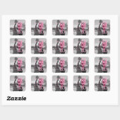 Moderne Roze Typografie Bedankt Foto Vierkante Sticker (Vel)
