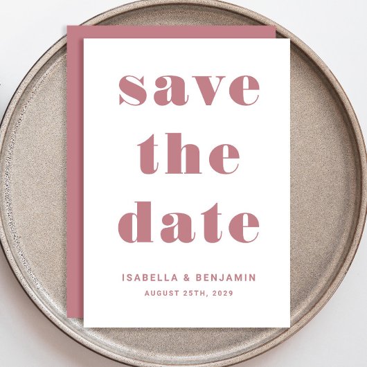 Moderne roze typografie bruiloft save the date