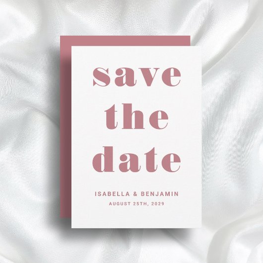 Moderne roze typografie bruiloft save the date