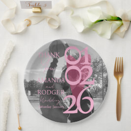 Moderne Roze Typografie Dankkaart Foto Papieren Bordje