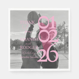 Moderne Roze Typografie Dankkaart Foto Servet