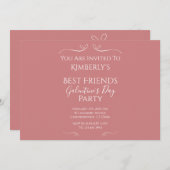 Moderne roze Typografie Galentine's Day Party Kaart (Voorkant / Achterkant)