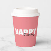 Moderne roze Typografie Happy Birthday Papieren Bekers (Achterkant)