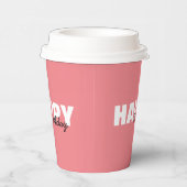Moderne roze Typografie Happy Birthday Papieren Bekers (Rechts)