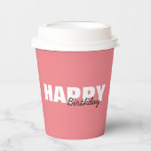 Moderne roze Typografie Happy Birthday Papieren Bekers (Voorkant)