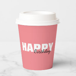 Moderne roze Typografie Happy Birthday Papieren Bekers