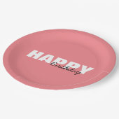 Moderne roze Typografie Happy Birthday Papieren Bordje (Gekanteld)