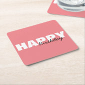 Moderne roze Typografie Happy Birthday Party Kartonnen Onderzetters (Schuin)
