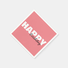 Moderne roze Typografie Happy Birthday Party Servet