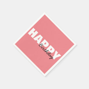 Moderne roze Typografie Happy Birthday Party Servet