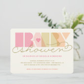 Moderne Roze Typografie Kleurrijk Meisje Baby show Kaart (Staand voorkant)