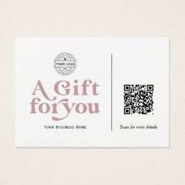 Moderne roze typografie QR-cadeaukaart Visitekaartje