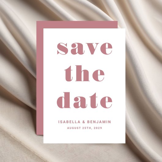 Moderne Roze Typografie Trouwdag Save The Date